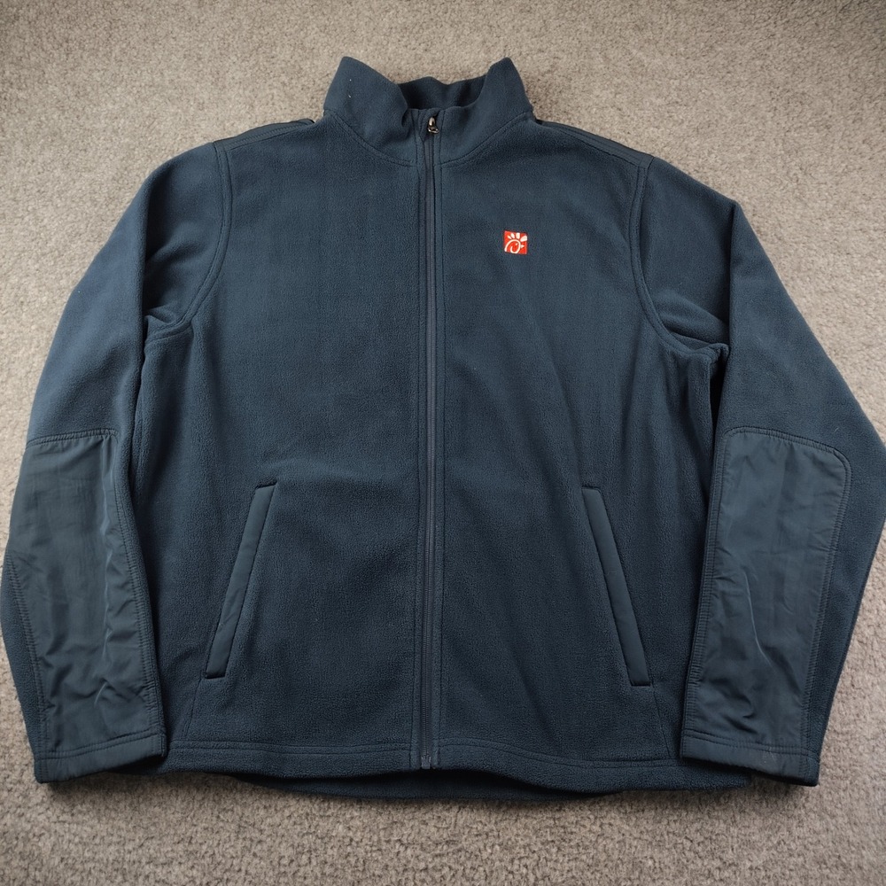 Chick-fil-A Oobe Team Style Navy Blue Full Zip Fleece Jacket Mens Large Large